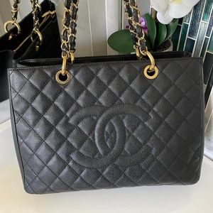 CHANEL CAVIAR GST TOTE SHOPPING BAG BLACK